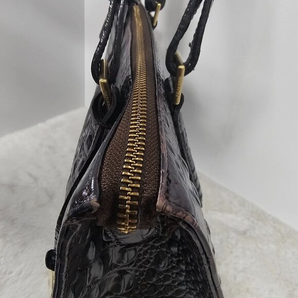 Brahmin Chocolate Croc Embossed Shoulder Bag Classic - Picture 7 of 16